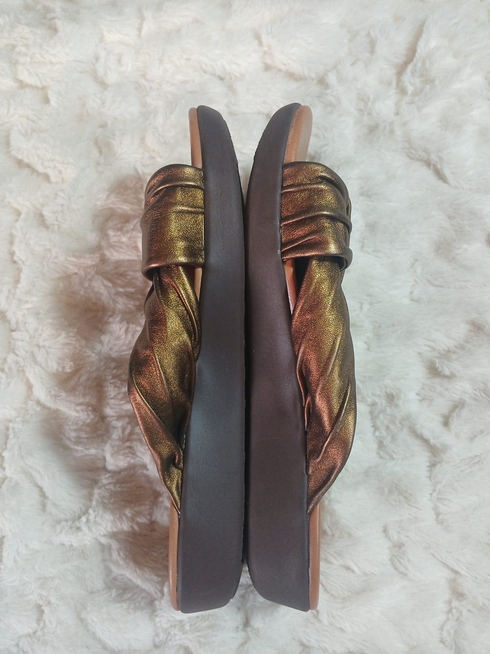 FitFlop Womens Twine Slip On Thong Toe Post Slides Metallic Gold Size 6 - Picture 7 of 11